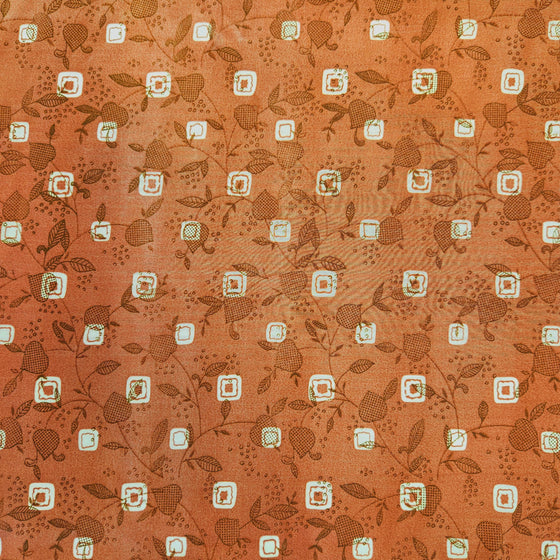 Peachskin Crepe 45" - Design 03, Floral Squares, Rust (Spring 2024)