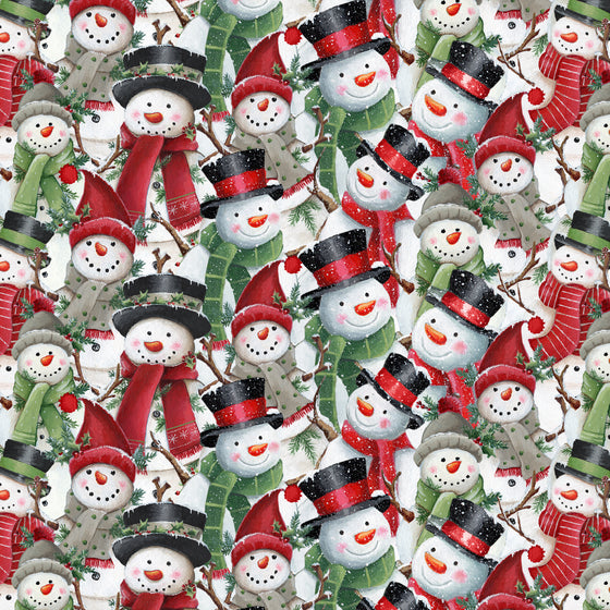 StudioE Fabrics - Making Spirits Bright, Packed Snowmen, Red