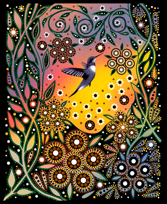 ITEX - Hummingbirds by Betty Albert (Cree), Panel 45" x 35"