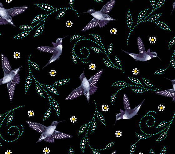 ITEX - Hummingbirds by Betty Albert (Cree), Black