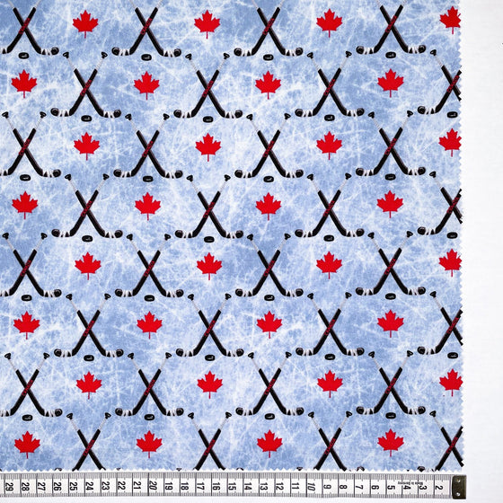 Canadiana Quilting Cotton - Hockey Sticks, Blue