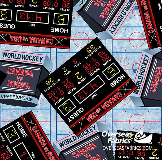 Quilters Choice - Canada's Game 2, Hockey Scoreboard, Blue
