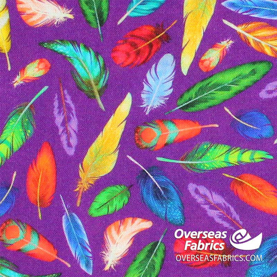 QT Fabrics - This and That V, Feathers, Purple