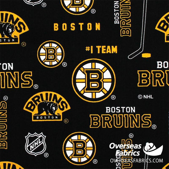 NHL Quilting Cotton - Boston Bruins, Black 169