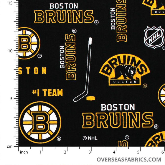NHL Quilting Cotton - Boston Bruins, Black 169