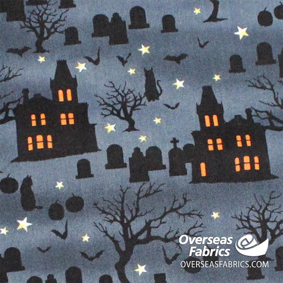 StudioE Fabrics - Spooky Night, Spooky Houses, Black