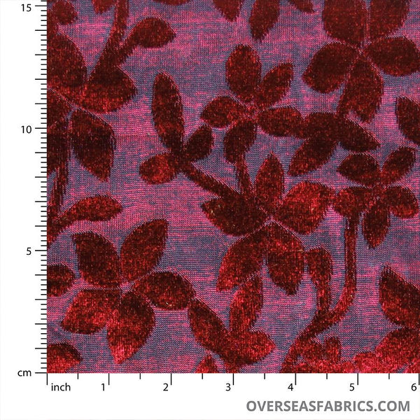 Burnout Velvet 60 - Flowers, Dark Red – Overseas Fabrics