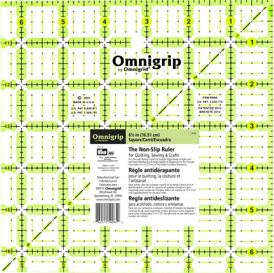 Omnigrip - 6.5" x 6.5" Non-Slip Square Ruler