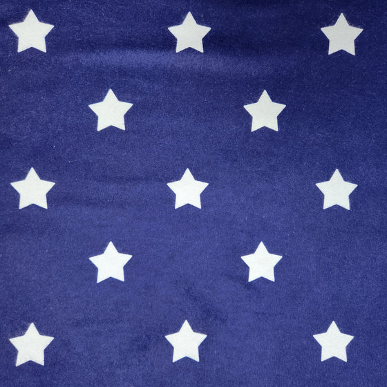 Flannelette Print 45" - Big White Stars, Navy Blue (Summer 2023)