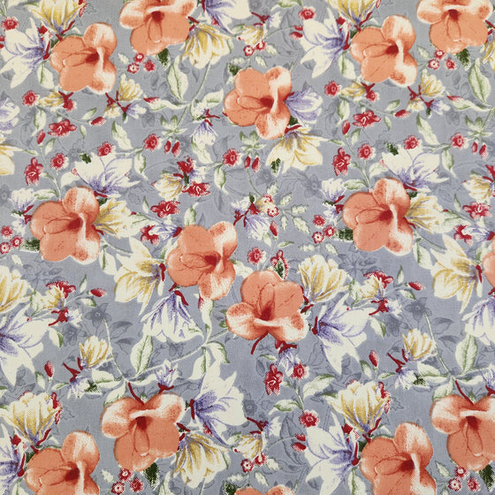 Dress Crepe 45" - Design 04, Pastel Florals, Blue (Summer 2023)