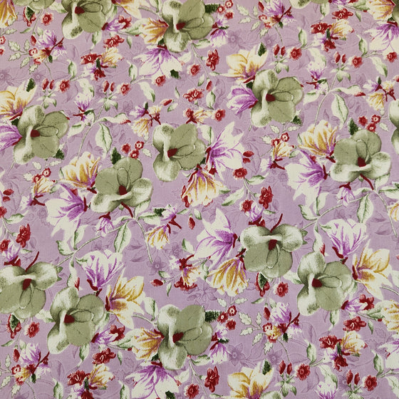 Dress Crepe 45" - Design 04, Pastel Florals, Purple (Summer 2023)