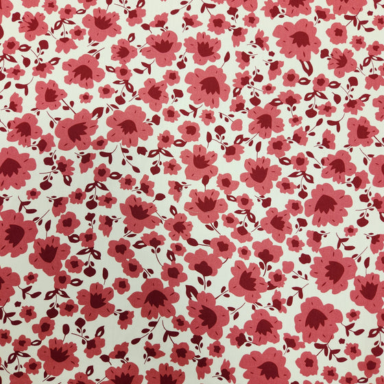 Dress Cotton 60" - Design 03, Bold Flowers, Red (Fall 2023)