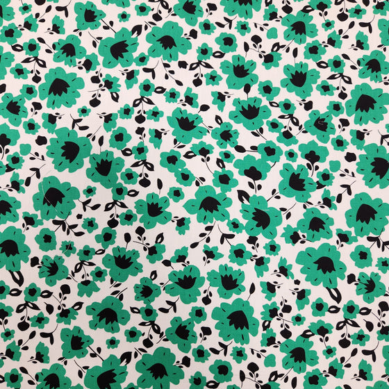 Dress Cotton 60" - Design 03, Bold Flowers, Green (Fall 2023)