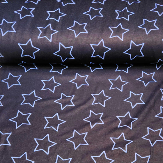 Flannelette Print 45" - Big Star Outlines, Navy Blue (Winter 2023)