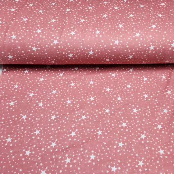 Flannelette Print 45" - Busy Stars, Pink (Winter 2023)