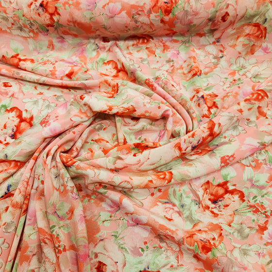 Dress Crepe 45" - Design 02, Yummy Florals, Red (Winter 2023)
