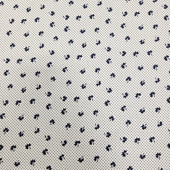 Dress Cotton 60" - Design 03, Floral Polka Dots, White (Winter 2023)