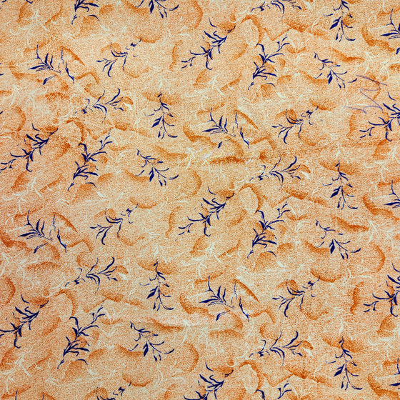 Peachskin Crepe 45" - Design 02, Leafy Watermarks, Orange (Spring 2024)