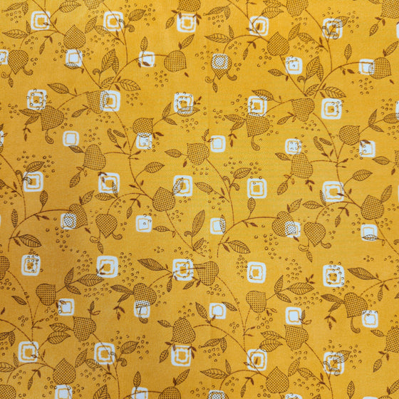 Peachskin Crepe 45" - Design 03, Floral Squares, Yellow (Spring 2024)