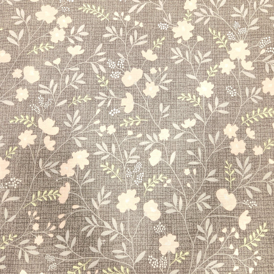 100% Cotton Sheeting 90" - Faded-out Florals, Grey