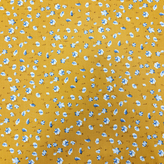 Dress Rayon 60" - Design 01, Gingko Leaves, Mustard (Spring 2024)