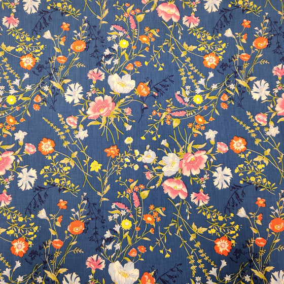 Dress Cotton 60" - Design 01, Spring Garden, Blue (Spring 2024)
