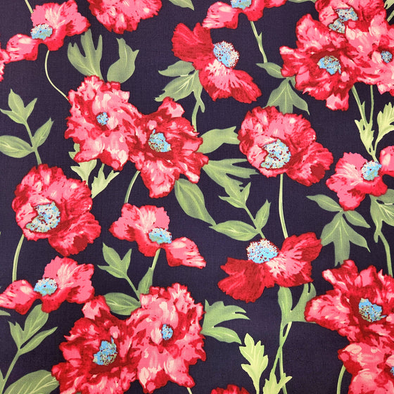 Dress Cotton 60" - Design 02, Big Peonies, Pink (Spring 2024)
