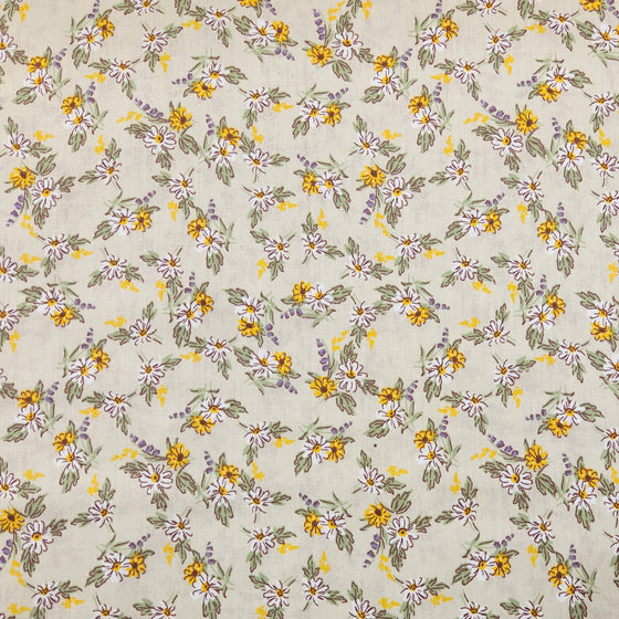 Dress Cotton 60" - Design 03, Floral Bunches, Beige (Spring 2024)