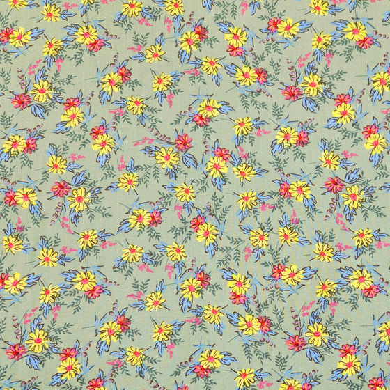 Dress Cotton 60" - Design 03, Floral Bunches, Green (Spring 2024)