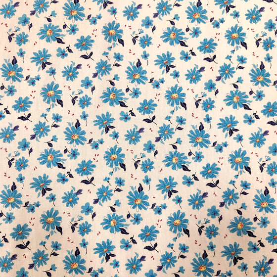 Dress Cotton 60" - Design 04, Daisy Sketches, Blue (Spring 2024)