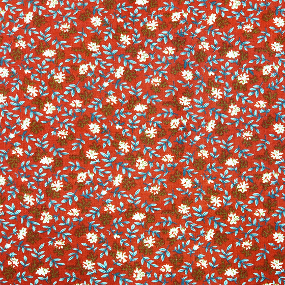 Dress Cotton 60" - Design 06, Floral Ivy, Red (Spring 2024)