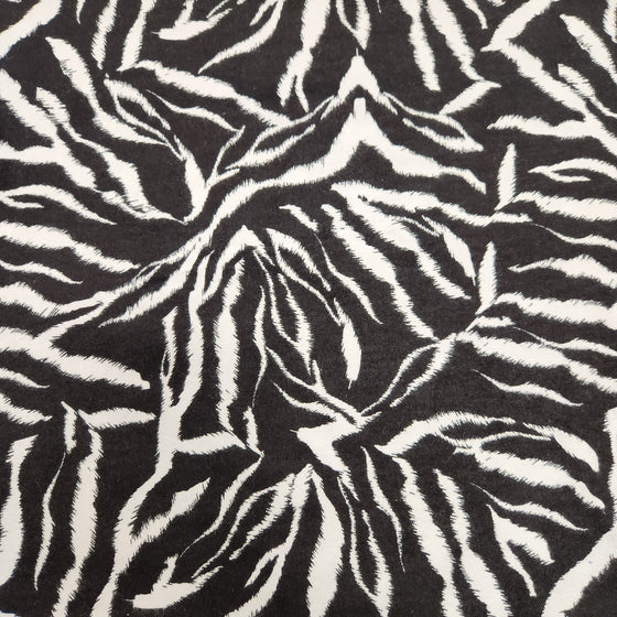 Flannelette Print 45" - Zebra Print, Black (Summer 2024)