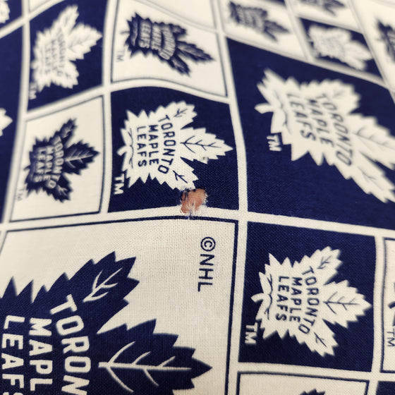 NHL Quilting Cotton - Toronto Maple Leafs (Damaged, see desc & picture)