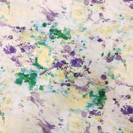 Dress Rayon 60" - Design 06, Paint Splatter, Green Purple (Summer 2024)