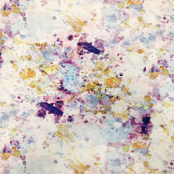 Dress Rayon 60" - Design 06, Paint Splatter, Yellow Blue (Summer 2024)