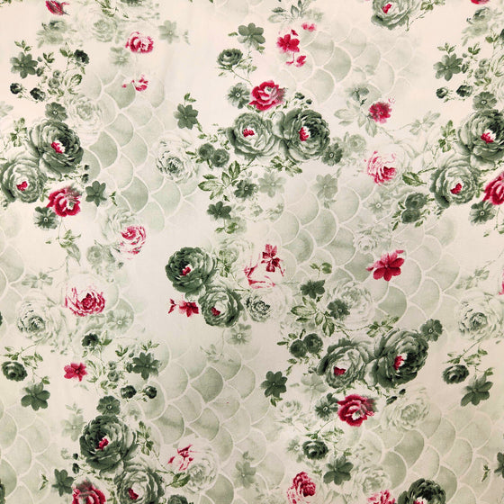 Dress Crepe 45" - Design 02, Snakeskin Florals, Green (Fall 2024)