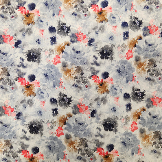 Dress Crepe 45" - Design 03, Watercolour Florals, Blue (Fall 2024)