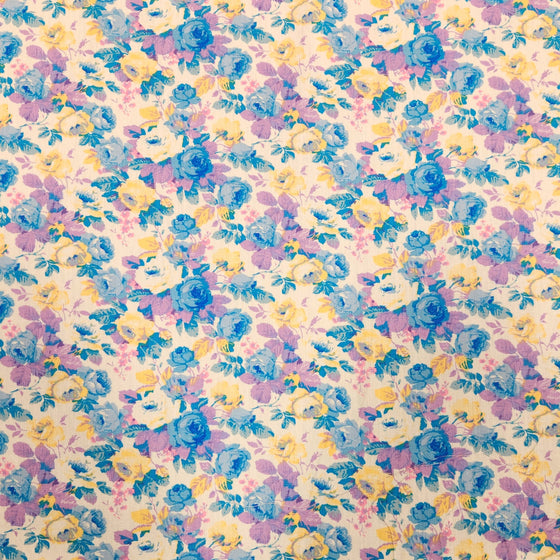 Dress Cotton 60" - Design 01, Two Tone Florals, Blue Yellow (Fall 2024)