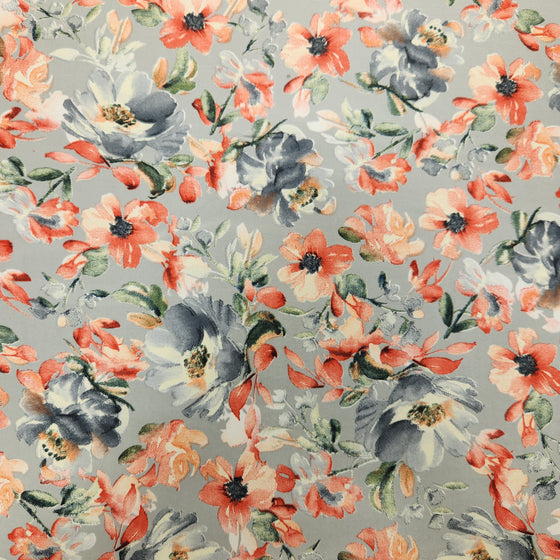 Dress Crepe 45" - Design 01, Fresh Florals, Grey (Spring 2025)