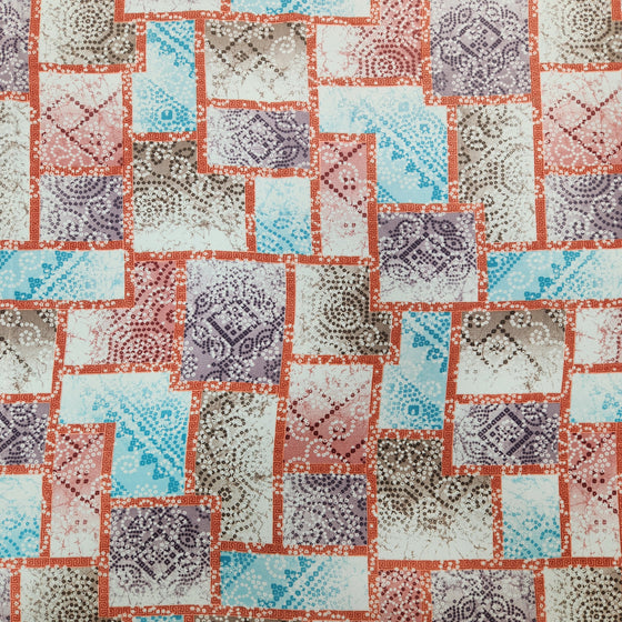 Dress Crepe 45" - Design 02, Henna Tiles, Blue (Spring 2025)