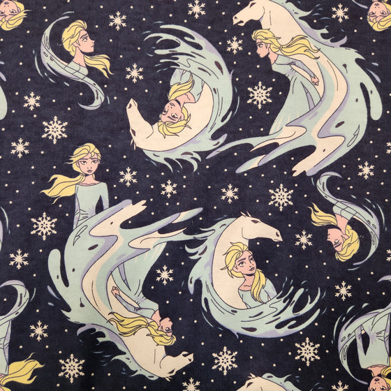 Flannelette Print 45" - Disney's Frozen, Elsa, Navy Blue (Spring 2025)