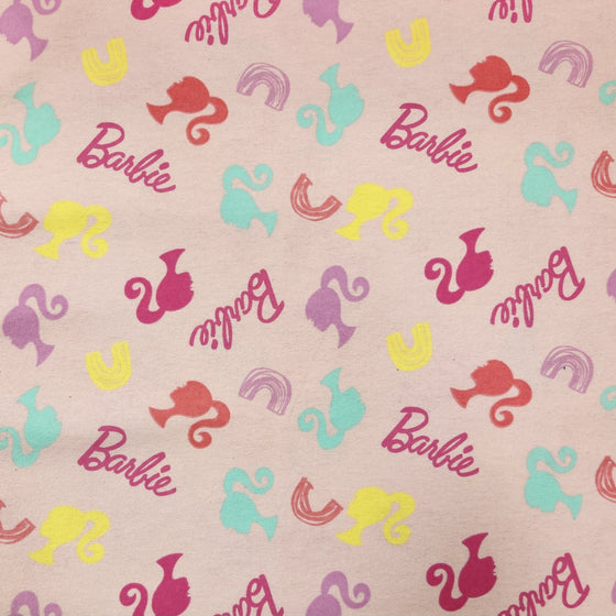 Flannelette Print 45" - Mattel's Barbie, Silhouettes Pink (Spring 2025)