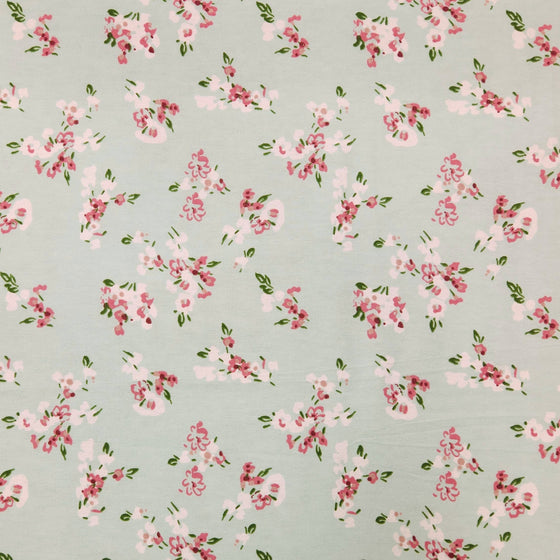 Flannelette Print 45" - Cute Flowers, Mint Green (Spring 2025)