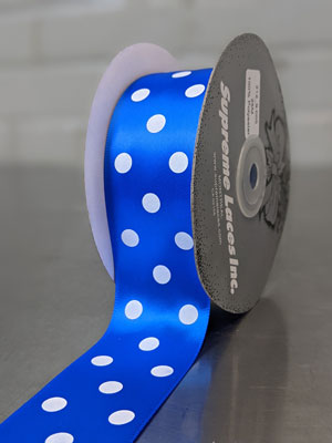 Printed Ribbon 38mm (1.5") - Polka Dot, Royal Blue