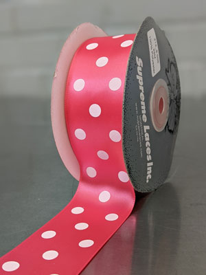 Printed Ribbon 38mm (1.5") - Polka Dot, Hot Pink