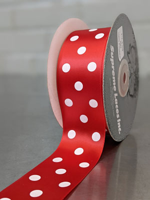 Printed Ribbon 38mm (1.5") - Polka Dot, Red