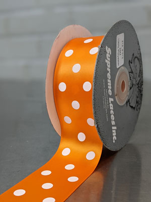 Printed Ribbon 38mm (1.5") - Polka Dot, Orange