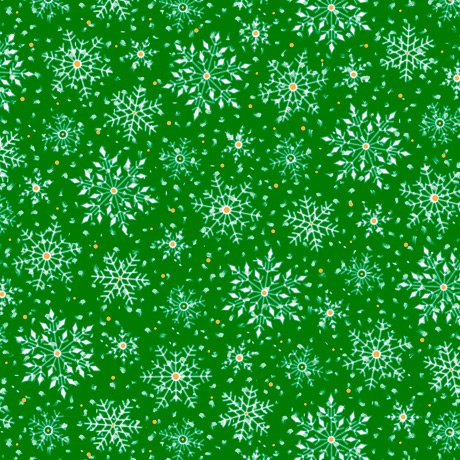 QT Fabrics - Santa's Night Out, Snowflakes, Green