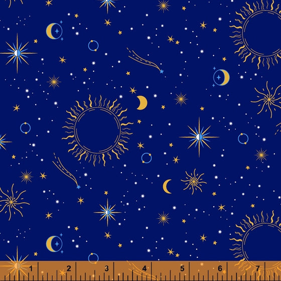 Windham Fabrics - Orbit, Sun Moon & Stars, Blue