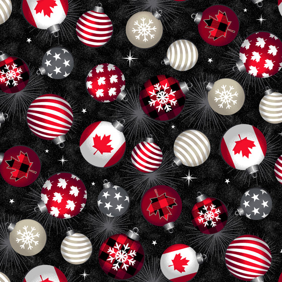 Windham Fabrics - Canadian Christmas 2, Ornaments, Black